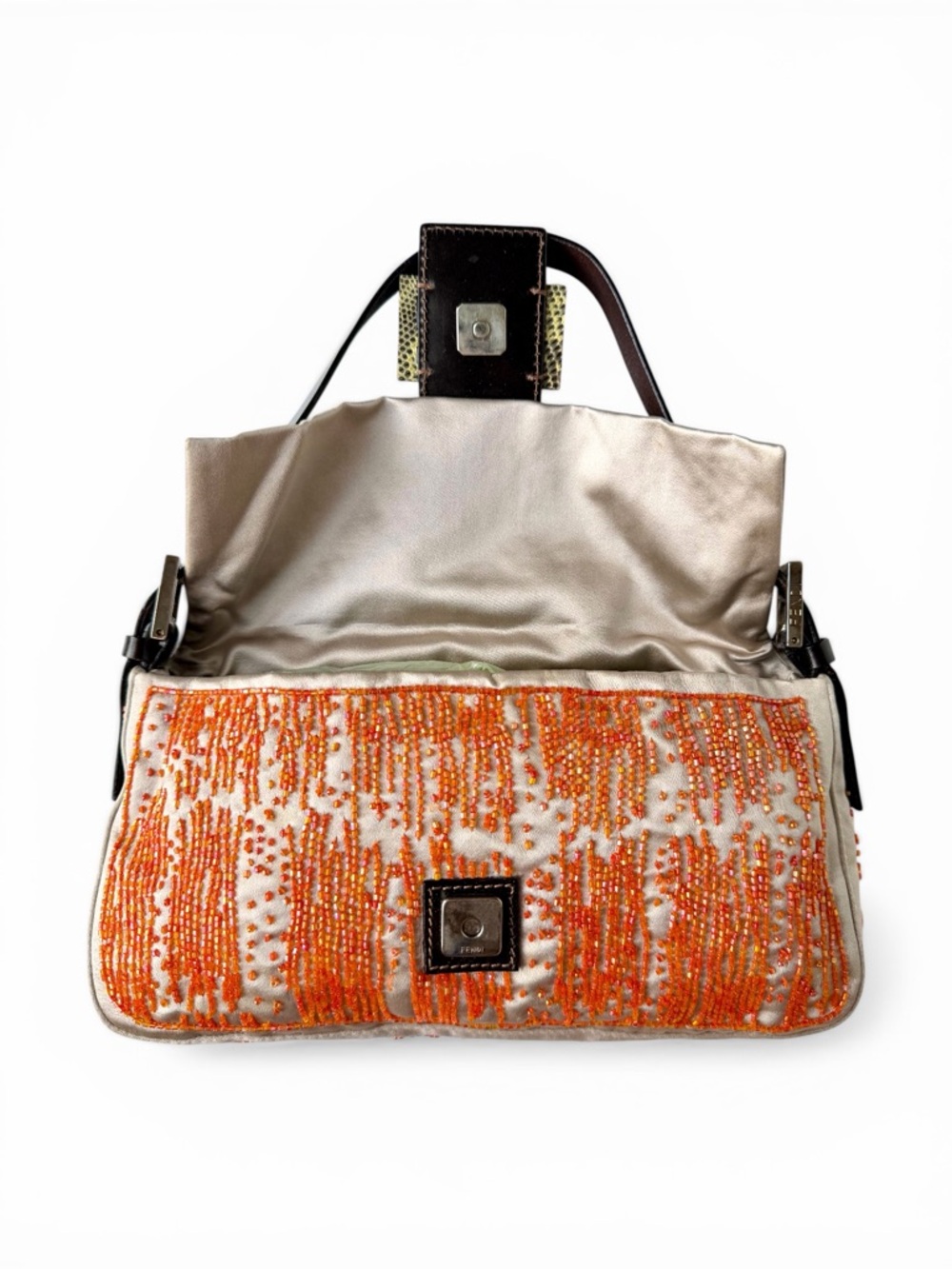 Vintage Fendi Satin Beaded Baguette – Orange - Picture 9 of 11